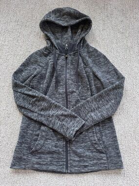 GreenTea Women's Heathered Zip-Up Hooded Sweatshirt - Charcoal